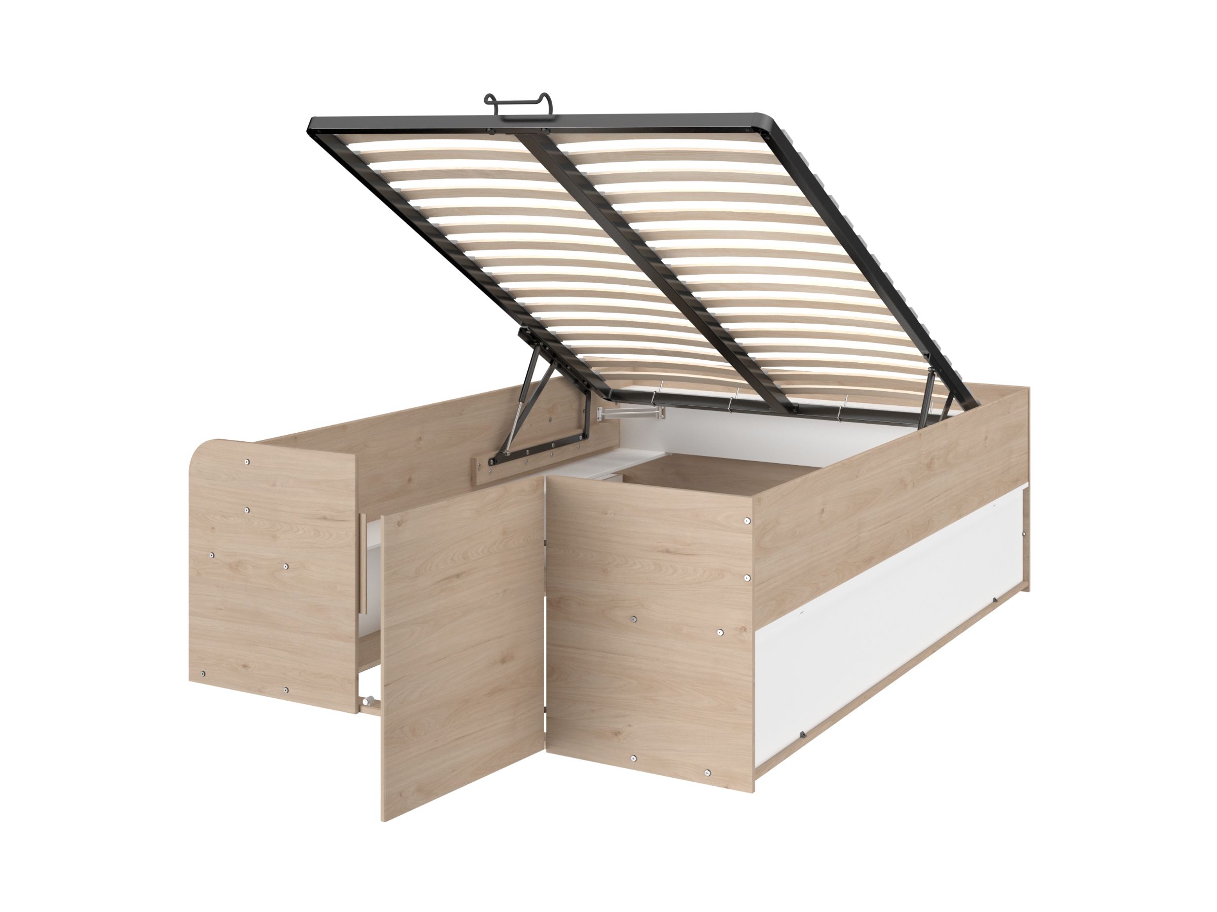 Space-UP 140x200 seng med garderobe og hyller - NATUR