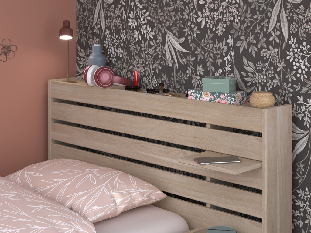 Escale seng 90x200 med 2 skuffer i Japanese Oak