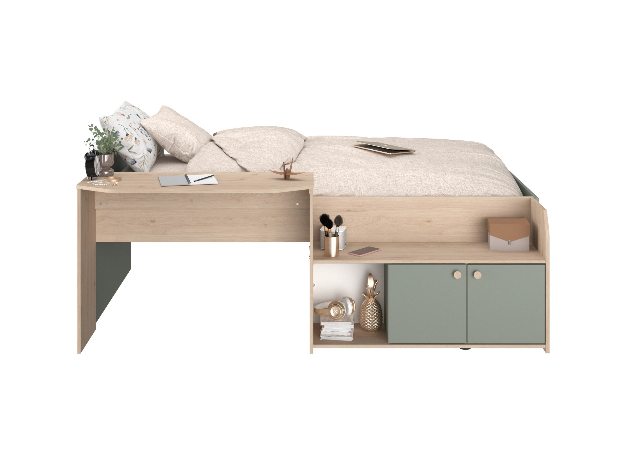 Halvhøy seng med skrivebord 90x200 - JADE image