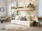 Køyeseng 90x200 med sovesofa 140x200 | SOFINO Furu Beige