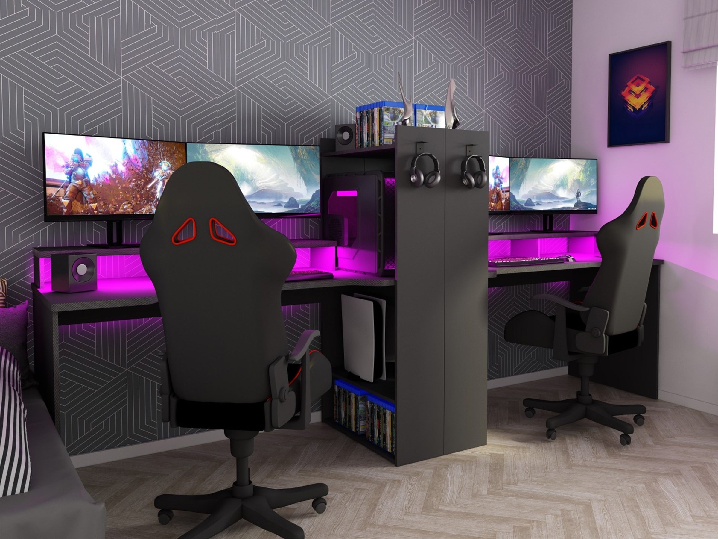 Gamingpult Z med LED og oppbevaringsplass