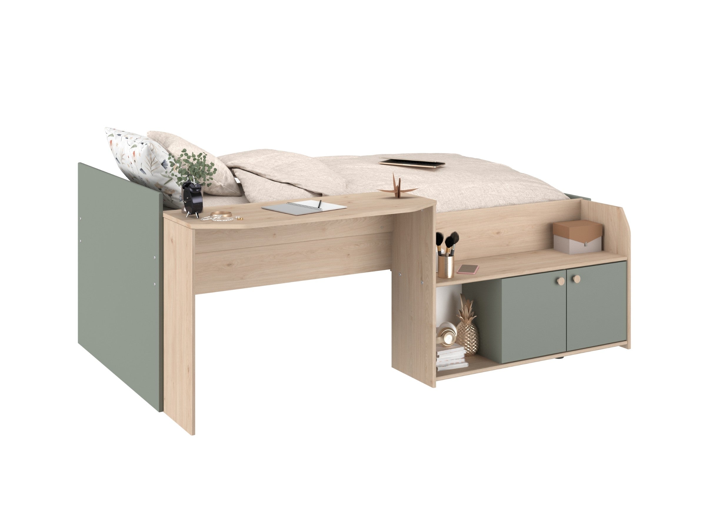 Halvhøy seng med skrivebord 90x200 - JADE image