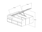 Space-UP 140x200 seng med garderobe og hyller - NATUR