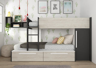 Køyeseng Rocky med garderobe 90x200