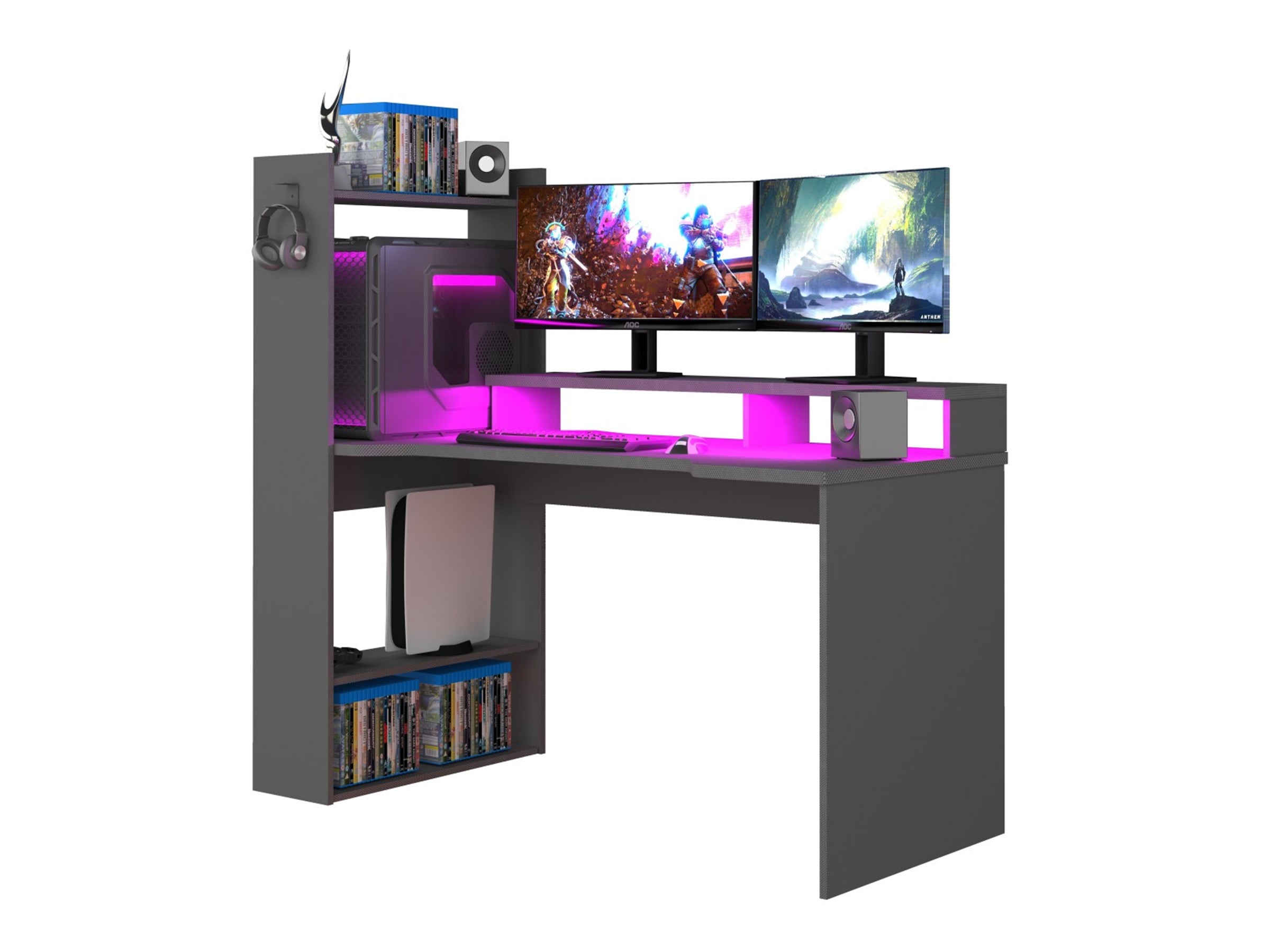 Gamingpult Z med LED og oppbevaringsplass